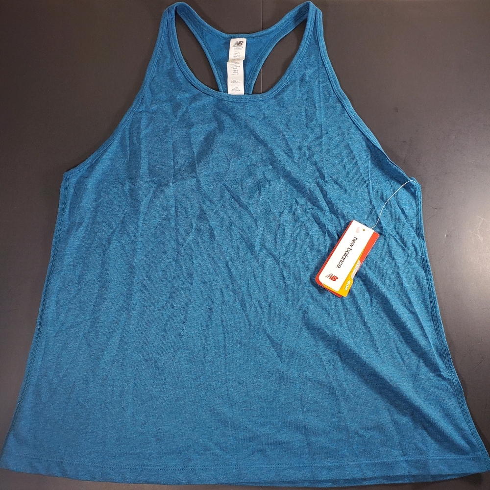New Balance Women's XL Heather Tech Racerback Teal Blue Tank Top NWT